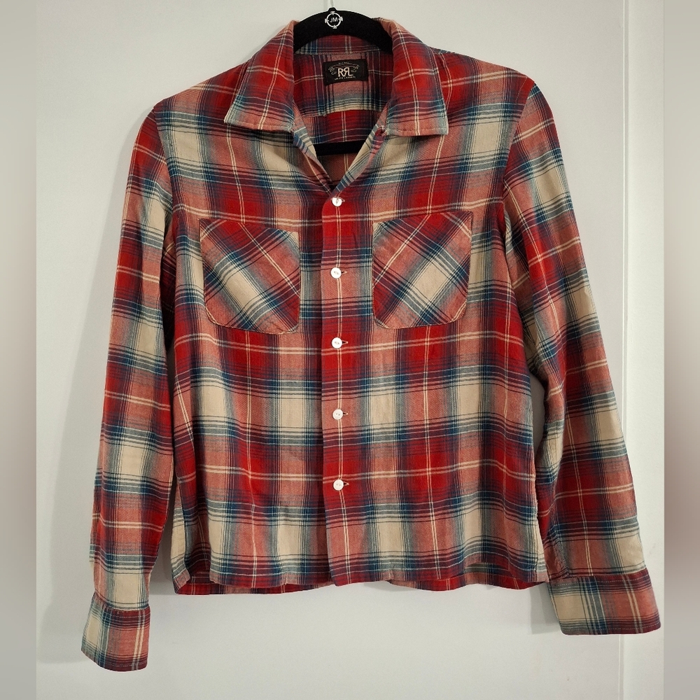 Ralph Lauren  RRL RUBY CHECK-PRINT SHIRT IN ROT - Picture 3 of 12